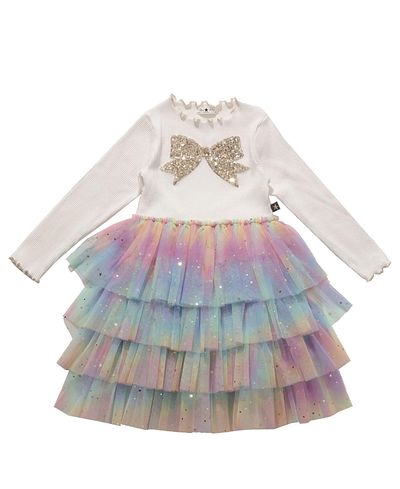 Petite Hailey Petite Hailey Girls' Bow Layered Tutu Dress