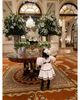 Petite Maison Kids Petite Maison Kids Girls' Aurora Ivory Velour Dress with Tulle Puff Sleeves - 6