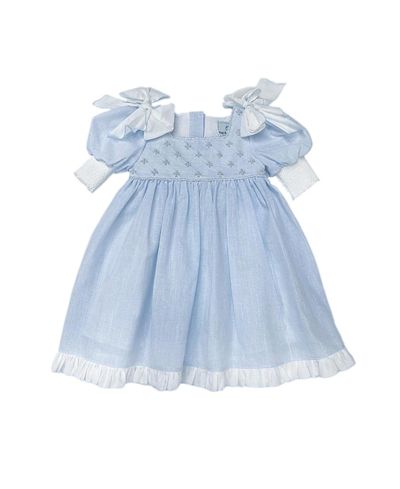 Petite Maison Kids Petite Maison Kids Girls' Charlotte Baby Blue Linen Dress- Baby, Little Kid, Big Kid