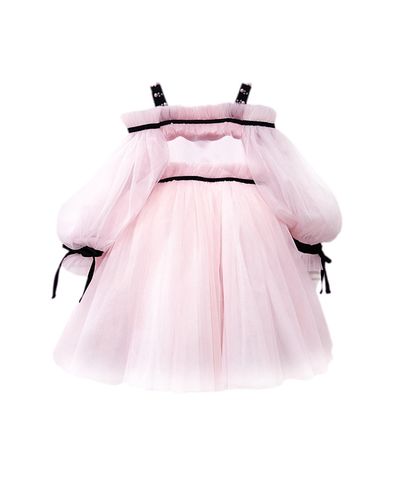 Petite Maison Kids Petite Maison Kids Girls' Coco Dress with Sheer Puff Tulle Sleeves