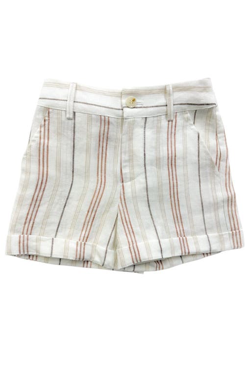 Petite Maison Kids Petite Maison Kids White and Beige Boys' Striped Linen Shorts 
