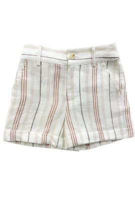 Petite Maison Kids Petite Maison Kids White and Beige Boys' Striped Linen Shorts 