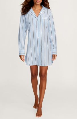Petite Plume Petite Plume Coastal Stripe Cotton Twill Nightshirt