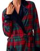 Petite Plume Petite Plume Cotton Plaid Velvet Trim Wrap Robe - 2