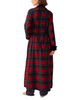 Petite Plume Petite Plume Cotton Plaid Velvet Trim Wrap Robe - 3