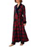 Petite Plume Petite Plume Cotton Plaid Velvet Trim Wrap Robe - 4