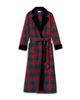Petite Plume Petite Plume Cotton Plaid Velvet Trim Wrap Robe - 5