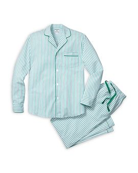 Petite Plume Petite Plume Emerald Ticking Cotton Stripe Pajama Set