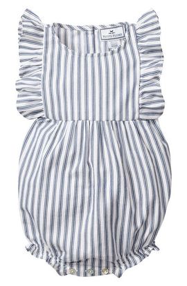 Petite Plume Petite Plume French Ticking Ruffled Romper