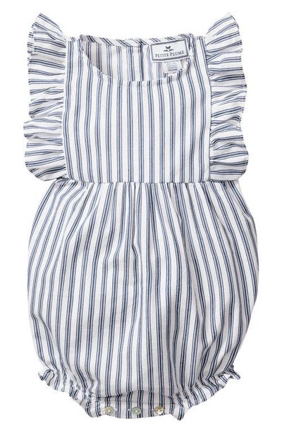 Petite Plume Petite Plume French Ticking Ruffled Romper