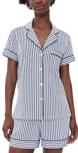 Petite Plume Petite Plume French Ticking Shorts Pajama Set NAVY