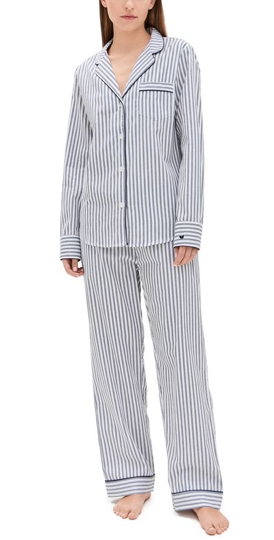 Petite Plume Petite Plume French Ticking Twill Pajamas White/Navy L