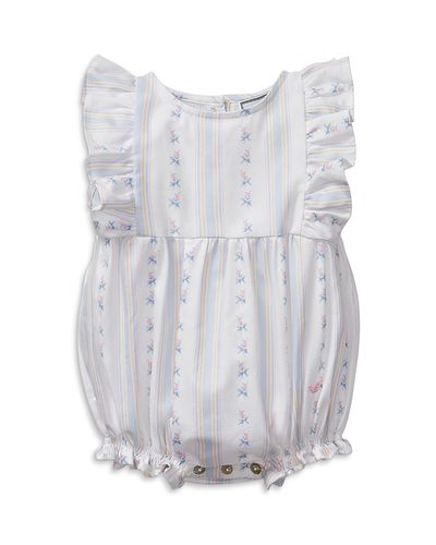 Petite Plume Petite Plume Girls' Ruffled Romper in Cottage Stripe