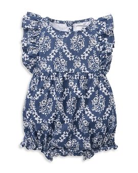 Petite Plume Petite Plume Girls' Twill Ruffled Romper