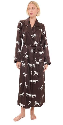 Petite Plume Petite Plume Highgrove Equestrian Silk Robe Brown