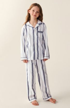 Petite Plume Petite Plume Kids' Stripe Twill Two-Piece Pajamas