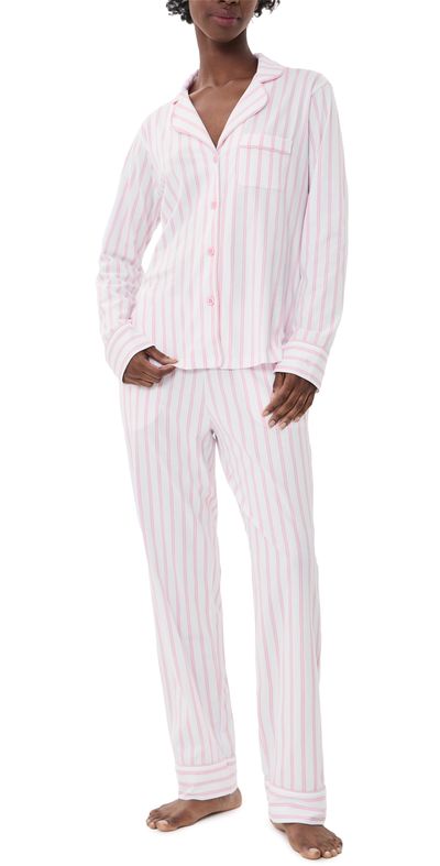 Petite Plume Petite Plume Luxe Pima Cotton Stripe Pajama Set White