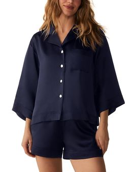 Petite Plume Petite Plume Olivia Silk Shirt & Pull On Shorts Pajama Set