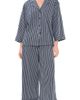 Petite Plume Petite Plume Olivia Wide Leg Pajama Set In Admiral Ticking Navy - 1