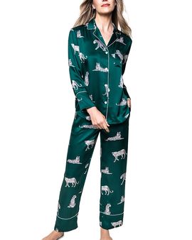 Petite Plume Petite Plume Panthere De Luxe Silk Pajama Set