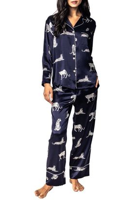 Petite Plume Petite Plume Panthre de Nuit Piped Silk Pajamas