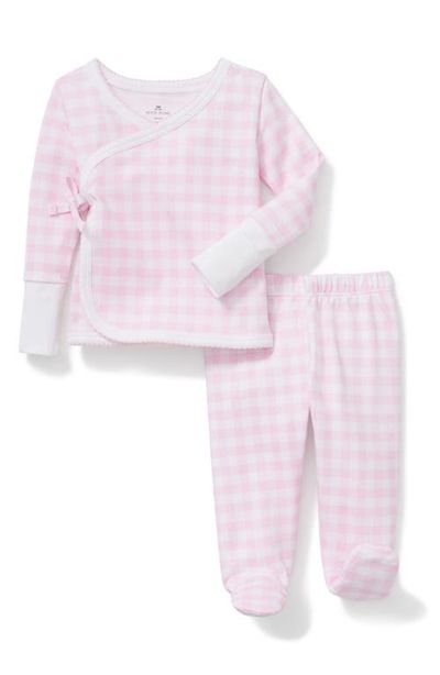 Petite Plume Petite Plume Pima Cotton Wrap Top & Footed Pants Set