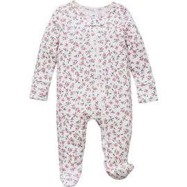 Petite Plume Petite Plume Pink Floral Pointelle Footie Romper 