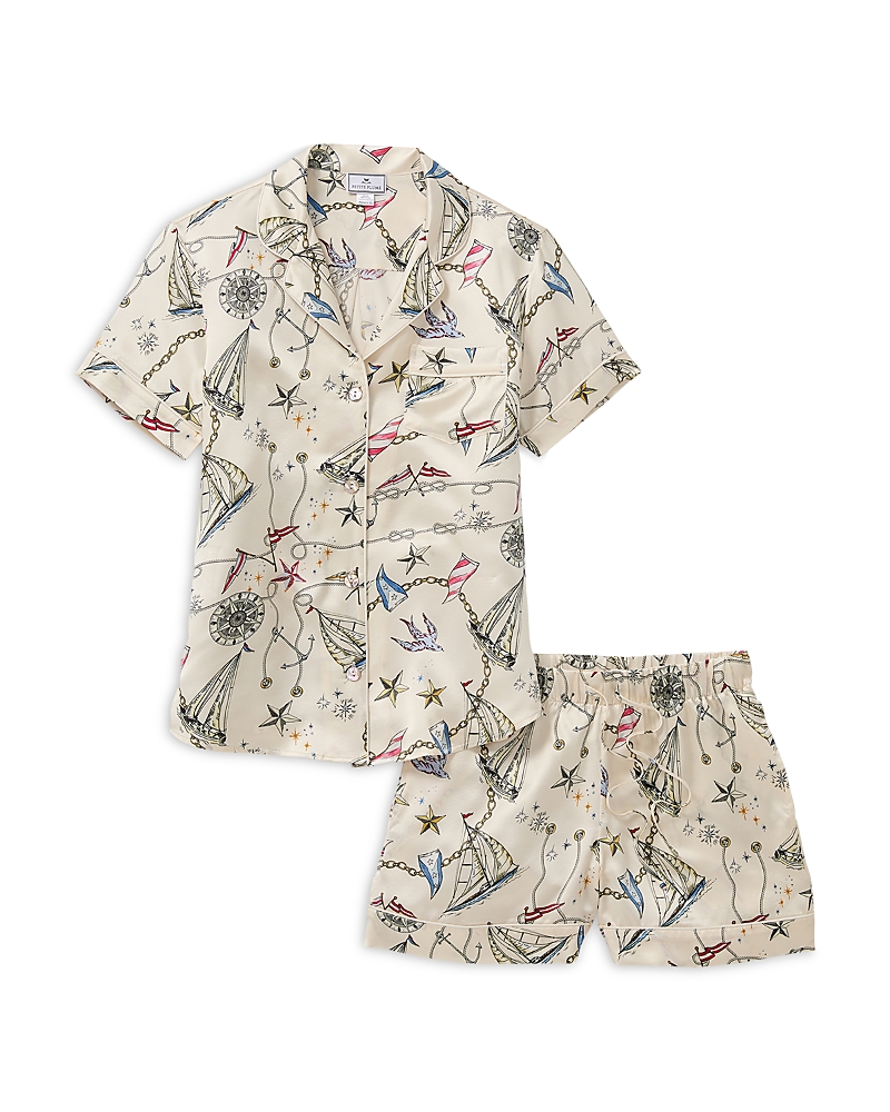 Petite Plume Petite Plume Regatta Royale Silk Short Sleeve Short Pajama Set