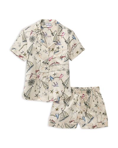 Petite Plume Petite Plume Regatta Royale Silk Short Sleeve Short Pajama Set