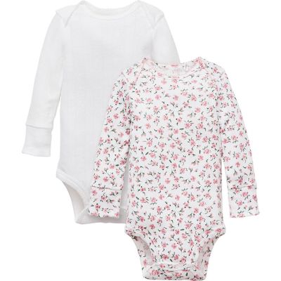 Petite Plume Petite Plume Set of 2 Assorted Pointelle Long Sleeve Bodysuits