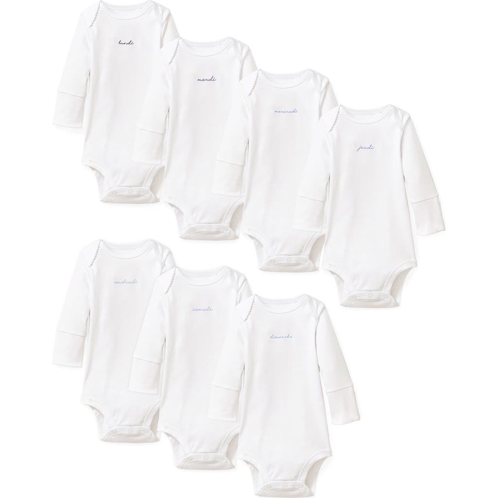 Petite Plume Petite Plume Set of 7 Assorted Pima Cotton Long Sleeve Bodysuits
