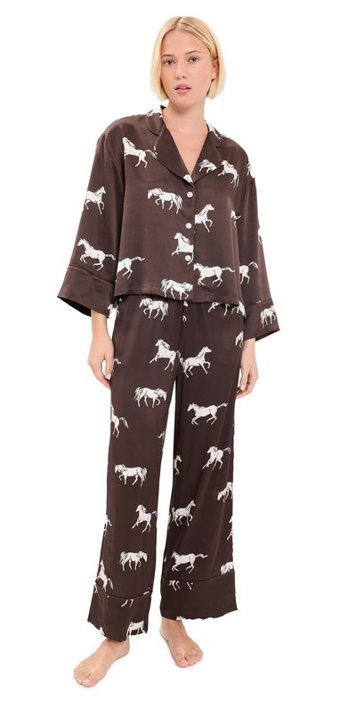 Petite Plume Petite Plume Silk Celine Pajama Set Brown