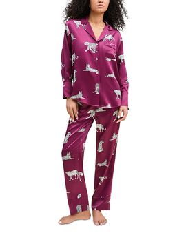 Petite Plume Petite Plume Silk Merlot Panther Pajama Set