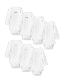 Petite Plume Petite Plume Unisex Pima French Lessons Long Sleeved Bodysuits, 7 Pack