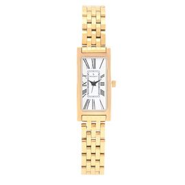 Peugeot Peugeot 14K Gold-Plated Rectangular Stainless Steel Bracelet Watch- 35x18MM 