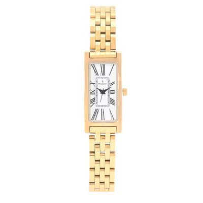Peugeot Peugeot 14K Gold-Plated Rectangular Stainless Steel Bracelet Watch- 35x18MM 