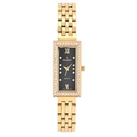 Peugeot Peugeot 14K Gold-Plated Rectangular Stainless Steel Bracelet Watch- 35x20MM