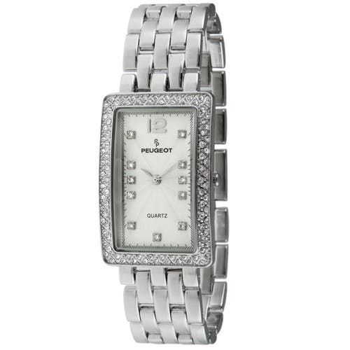 Peugeot Peugeot Rectangular Crystal Bezel Bracelet Watch- 40x25MM