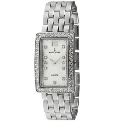 Peugeot Peugeot Rectangular Crystal Bezel Bracelet Watch- 40x25MM