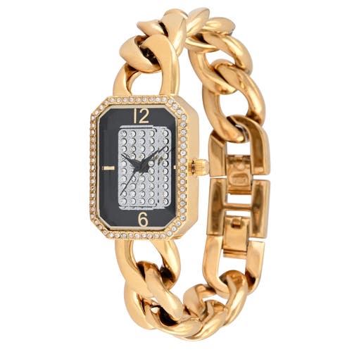 Peugeot Peugeot Rectangular Crystal Studded Link Watch- 30x23MM