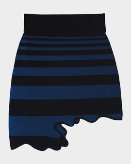 PH5 Chloe Striped Asymmetric Wavy Mini Skirt