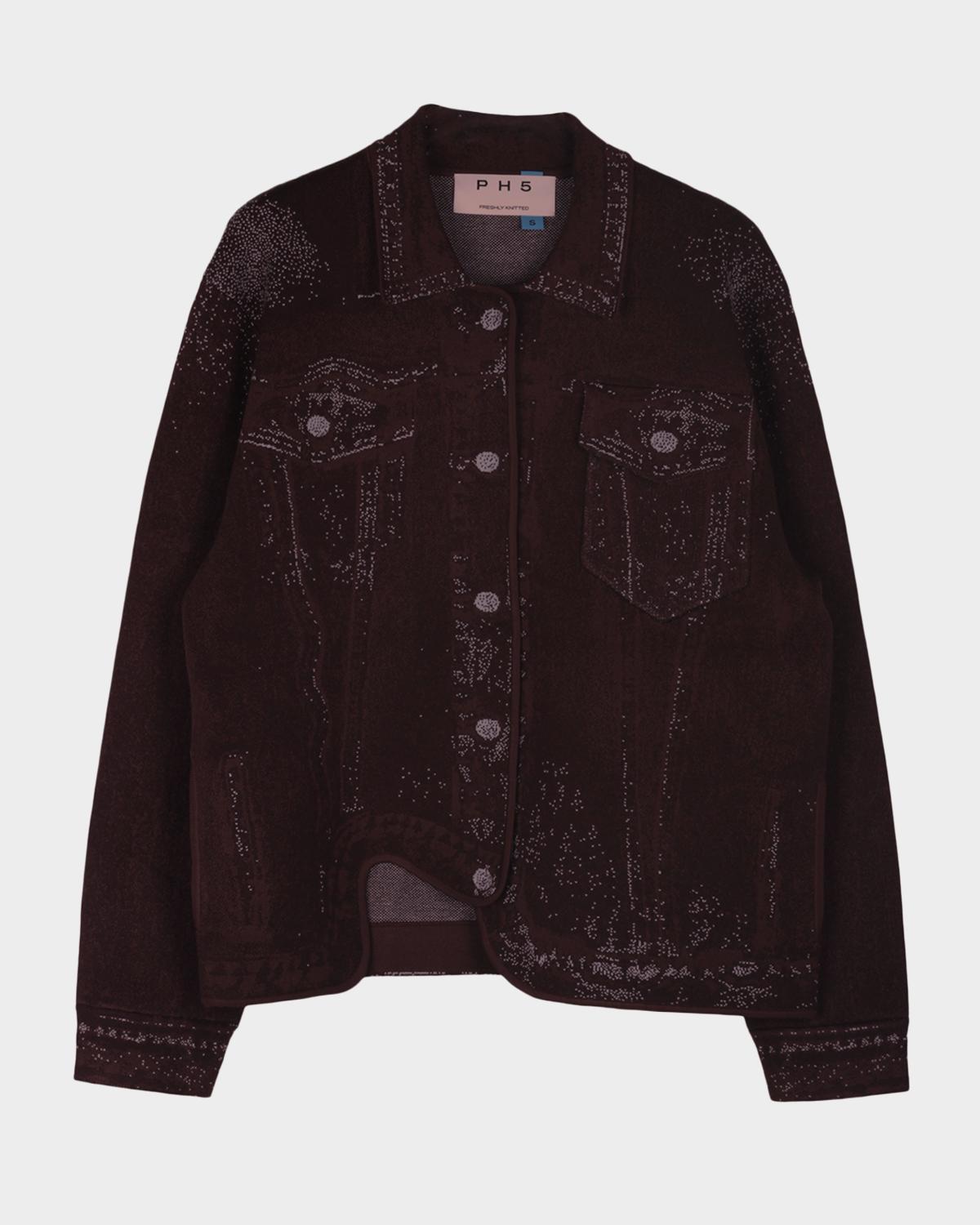 PH5 Hana Denim-Printed Wavy Asymmetric Jacket