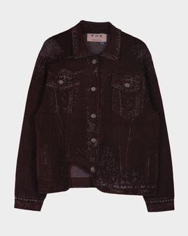 PH5 Hana Denim-Printed Wavy Asymmetric Jacket
