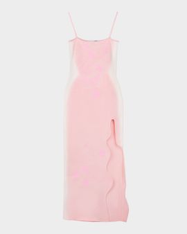 PH5 Iris Flower Printed Wavy Slit Maxi Dress