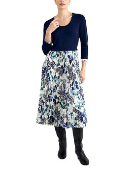 Phase Eight Phase Eight Beatrice Mixed Media Pleated Midi Dress