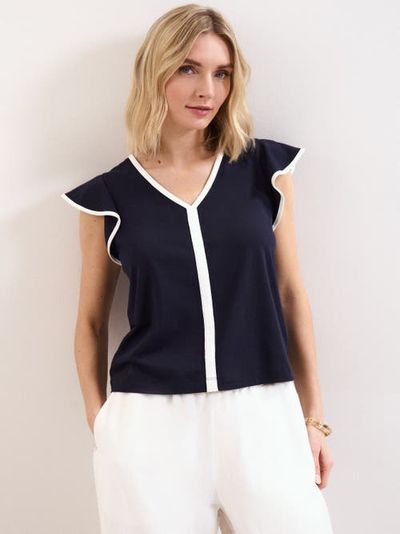 Phase Eight Phase Eight Fleur Ruffle Sleeve V-Neck Top
