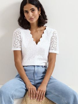 Phase Eight Phase Eight Freya Scallop V-Neck T-Shirt