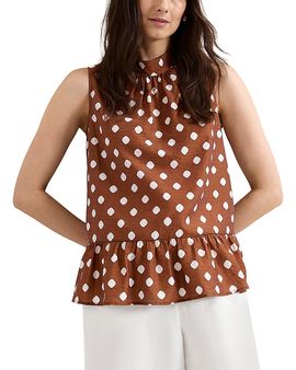 Phase Eight Phase Eight Indie Brown Peplum Spot Blouse
