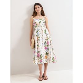 Phase Eight Phase Eight Lucia Linen Blend Square Neck Midi Dress