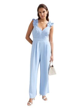 Phase Eight Phase Eight Moira Blue Ruffle Sleeve Jumpsuit 